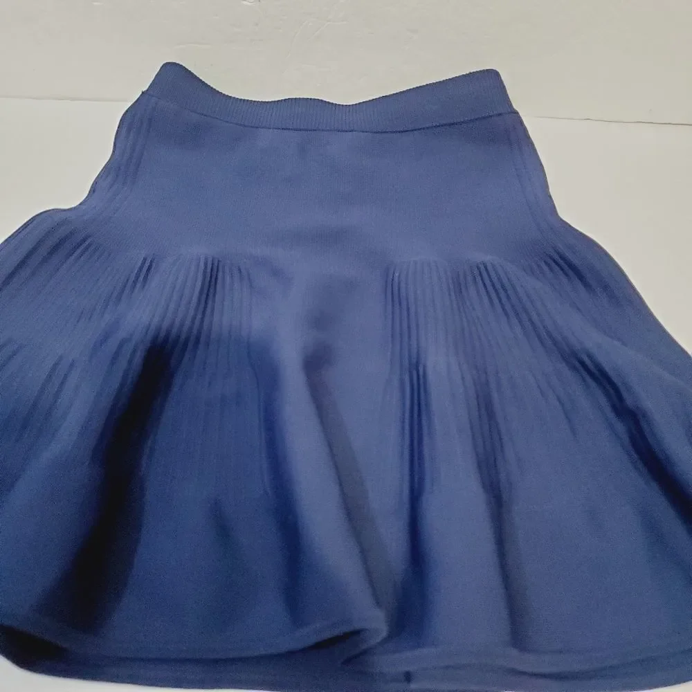 Intermix designer High Waist casual solid blue knit skirt size small - Picture 8 of 10